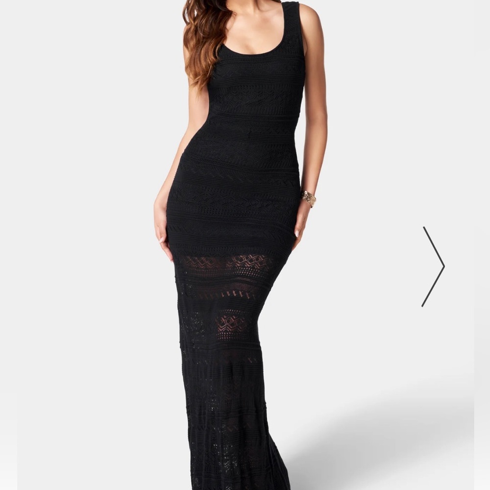 GUESS black maxi crochet tank dress